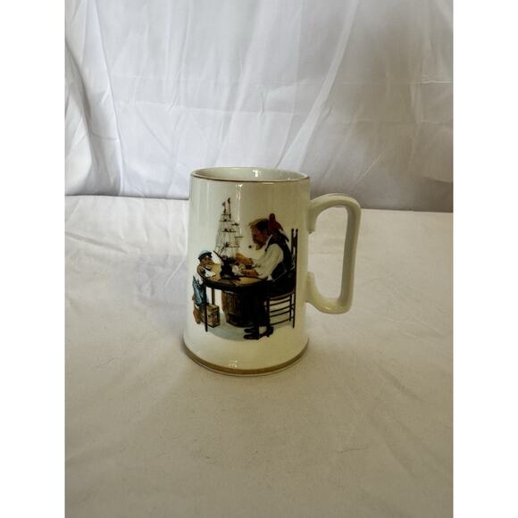 Norman Rockwell Museum Collectables Coffee Mugs Cups Gold Trim Set Of 5 - Picture 10 of 12